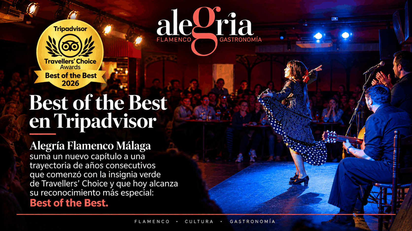 Tripadvisor travellers choice awards best of the best 2026 flamenco Málaga Alegría Flamenco y Gastronomía